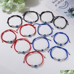 Charm Bracelets Blue Evil Eye Charm Braided Rope Chains Bracelets For Women Men Turtle Elephant Hamsa Hand Red String Bangle Dhgarden Dhvjw