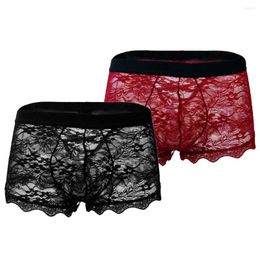 Underpants Boyshort Underwear Low Men's Transparent Waist Lace Mesh Sexy Mens Workout Men Pouch