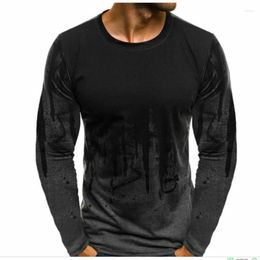 Men's T Shirts Men Camouflage Printed Male Shirt Top Tee Hiphop Streetwear Long Sleeve Fitness Tshirts