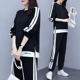 Women's Two Piece Pants Spring Autumn 6XL Plus Size Sweat Suit Leisure Clothing Fashion Elegant 2 Set Tops T-shirt For Women