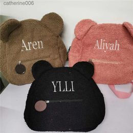 Backpacks Custom Teddy Bear Backpack Embroidered Name Kids School Backpack Children's Day Party Gifts Birthday Bags with Personalized NameL231108