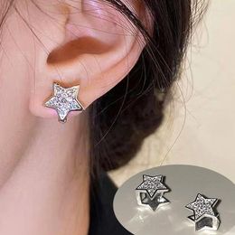 Stud Earrings Y2K Style Rhinestone Pentagram For Women Sweet Shiny Double Sided Star Ear Buckle Fashion Jewellery Accessories Gift