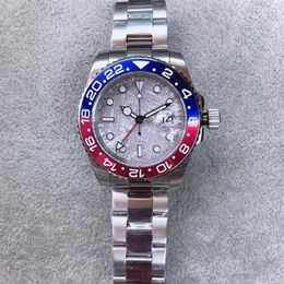 ST9 Steel Automatic Mechanical Watch GMT Pepsi Strap Red Blue Meteorite Dial Bezel Big Date Sapphire Glass 40MM Men Watches Wristw285T