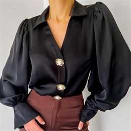 Women's Blouses Women's Blouse Fashion Design Balloon Sleeve Casual Loose Satin Autumn Spring 2023 Ladies Tops Female Clothing