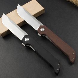 High Quality High End Flipper Folding Knife 14C28N Satin Blade G10/Micarta Handle Outdoor Camping Hiking Ball Bearing Fast Open Folder Knives