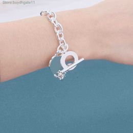 Charm Bracelets t Family's Same Women's White Shell Bare Tiffa T-home Body with Diamond Sterling Silver 18k Rose Gold Colorless Fashion Style Bracelet Dl5i