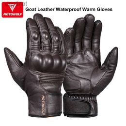 Five Fingers Gloves Real Leather Motorcycle Gloves Waterproof Windproof Winter Warm Summer Breathable Touch Operate Guantes Moto Fist Palm ProtectL231108