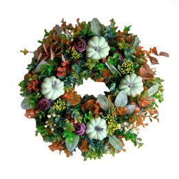 Decorative Flowers Farmhouse For Front Door Fall Season Festival Pumpkin Wreath Window Garden Home Decor Christmas Halloween Wall Hanging