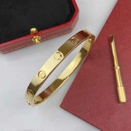 Bangle Red Box Luxury Bracelets Bangles for Women Men rose gold silver 4 CZ Titanium Steel Screw Designer Fashion Bracelets Jewelr253O