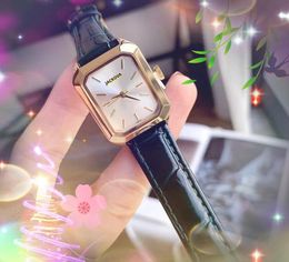 Popular Small Square Quartz Battery Super Bright Watch genuine leather strap bracelet women Clock lovers Super Bright Rose Gold Silver Colour Watches gifts