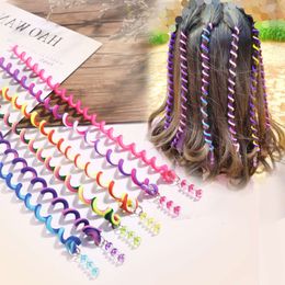 Großhandel 6 Teile/satz Mädchen Nette Bunte Kristall Lange Spirale Stirnbänder Haarbänder Zopf Haarschmuck Haarband Kinder Mode Haarschmuck