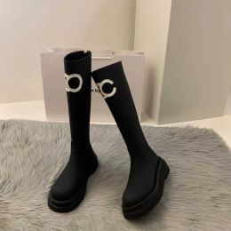 Luxury Boots Women Winter Bootes Heel Thick Sole Ankle Boots Brand Leather logo Rubber Shoes Designer Leisure Rain Boots