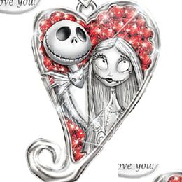 Pendant Necklaces 2021 Cute Woman Jewellery Gothic Christmas Night Horror Heartshaped Diamond Grie Doll Necklace P Dh0Qt