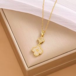 Classic Double Necklace designer luxury Necklaces colver jewelry 18k gold plated pendant charm metal flowers Charm for partydress girls Chrismas Holiday gift 5A