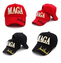 MAGA Embroidery Hat Trump 2024 Black Red Baseball Cotton Cap For Election C434