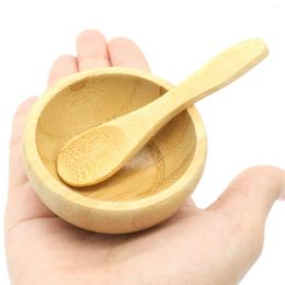 Bowls Natural Handmade Children's Bamboo Bowl Spoon Facial Mask Set