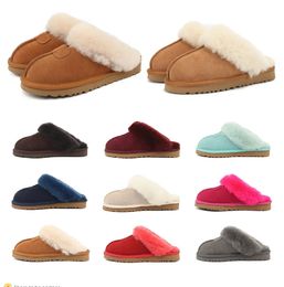 Scuffette II Slipper Designer Mini Australian Boot Damen Wollfell Winter Schnalle Fell Schnee Halbe Hausschuhe Schneestiefel