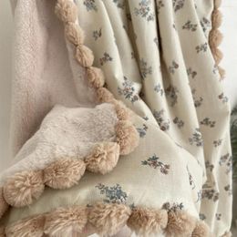 Blankets Warm Winter Baby Blanket Pompom Blush Sprigs And Blooms Minky Floral Quilt Bedding Cover 90 130cm