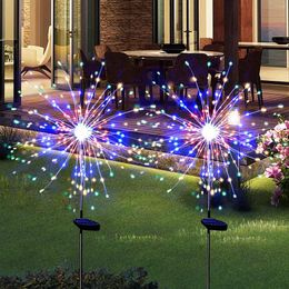 Pcs Solar Firework 120 Lights LED Waterproof Outdoor 8 Modes Garden Lamps Decor For Pathway Backyard Lawn Holiday