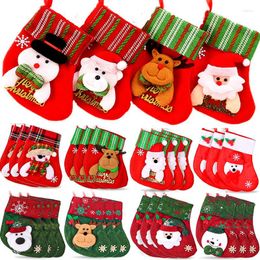 Christmas Decorations Mini Stockings 3D Santa Snowman Silverware Holders Xmas Tree Hanging Ornaments Small Boots Year Candy Gift Bags