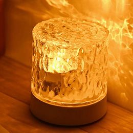 Night Lights Water Ripple Atmosphere Light Portable Table Bedside Acrylic Lampshade Touch Control For Home Furnishing Decoration