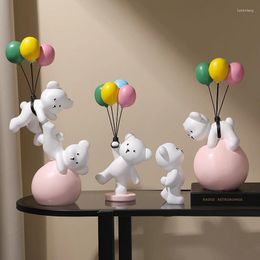 Decorative Figurines Nordic Balloon Bear Statue Cute Flying Animal Sculpture Children's Room Living Home Decor Recuerdos De Boda