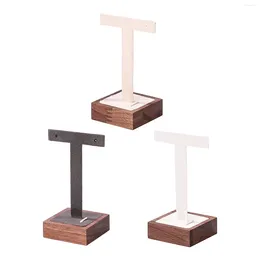 Jewellery Pouches Organiser T Bar Earring Display Stand With Wooden Square Base Ear Studs Holder For Dresser Store Tabletop