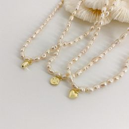 Chains Huge Bud Heart Pendant Necklace Fashionable Retro Necklaces Freshwater Pearl Clavicle Chain Choker For Women Jewellery Gifts