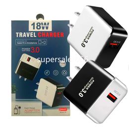 18W QC3.0 Fast Quick Charger Travel Adapter Home Wall Chargers US EU plug For iphone 14 15 Samsung S9 S10 Note 9 S1