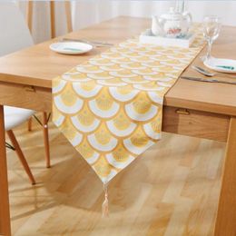 Table Runner Modern Fashionable Gold Endless Printed Linen Runners American Country Style With Tassel Multi Size