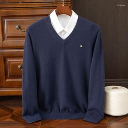 Men's Sweaters Cashmere Sweater Mens Plus Size M-5XL Pullover V-Neck Fit Jumpers Knitting Woollen Warm Autumn Korean Style Casual Clothes