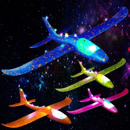 Led Flying Toys Lotiang Airplane 16 Inch Manual Foam Glider Throwing Planes Model Air Plane Two Flight Modes Aircraft For Boys Girls Amdvq