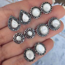 Stud Earrings 5 Pairs /Set Women Vintage Boho Earring For Boucle D'oreille Jewellery Water Drop Shape Opal Brincos