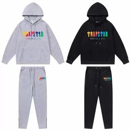 hoodie Trapstar full tracksuit rainbow towel embroidery decoding hooded sportswear men and women sportswear suit zipper trousers S190y