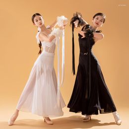 Stage Wear 2023 Girls Professional Ballroom Dance Competition Costume Bodysuit Skirt Prom Waltz Dancing Outfit Tango Practise VDB6433
