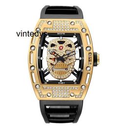 Watches For Men Quartz Skone space time men's outdoor sports watch new diamond hollow skull quartz