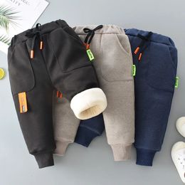 Trousers Winter Kid Thick Fleece Trousers Autumn 0-6Y Children Straight Warm Sports Pant Baby Girl Elastic Waist Jogger Sweatpant for Boy 231108