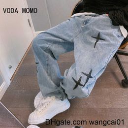 Men's Jeans Wide g Cargo Pants 2022 Streetwear Baggy men Jeans Spring Autumn Men Korean Fashion Loose Straight Ma Brand Clothing Black 0408H23