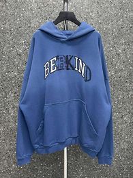 Men's Hoodies VERSION BE KIND HOODED SWEATSHIRTS Men Women OVERSIZED DESTROY VINTAGE Embroidery Hoodie BLUE/GREY