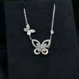 Pendant Necklaces t Family High Edition Phantom Butterfly Necklace for Tiffa Thome Womens Unisex Ins Light Luxury Small Fairy Style Sparkling Diamond Collar c I61o