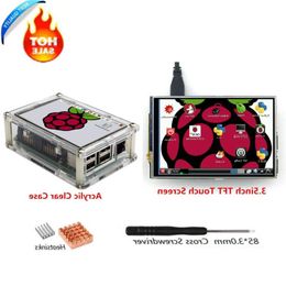 Freeshipping 35 inch SPI TFT LCD Display Screen with Touch Panel 480*320 Clear Case Heatsinks Screwdriver for RPi1/RPi2/raspberry pi3 Lpge