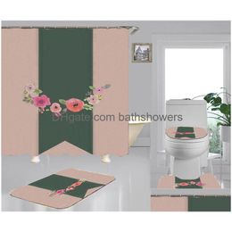 Shower Curtains Wild Print Shower Curtains Sets High-Grade Four-Piece Suit Bathroom Anti-Pee Non-Slip Deodorant Bath Toilet Mats Must Dh3Pw