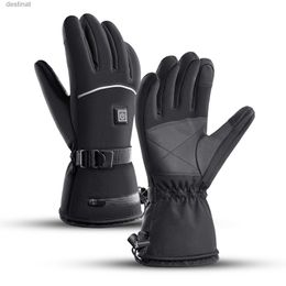 Five Fingers Gloves New Winter Outdoor Intelligent Heating Riding Gloves Black Warm Electric Heating Temperature Control Motorcycle GlovesL231108