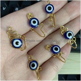 Nose Rings & Studs Nose Cuff Spiral Fake Piercing Ring Evil Eye Copper Ear Hoop Septum Clip Nariz Non-Piercing Stud Jewelry Drop Deliv Dhtv8