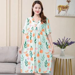 Women's Sleepwear Shirt Sleeve Printing Dress Nightgowns Comfortable Short Sleepshirt Ladies Nightwear Summer Night Women Nighties