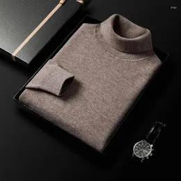 Men's Sweaters Double Flip High Collar Woollen Sweater Anti-Pilling Wool Soft Thermal Solid Colour Close-Fitting