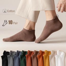 Men's Socks 10 Pair Men Cotton Short Fashion Breathable Man Comfortable Solid Colour Casual Ankle Sock Pack Male