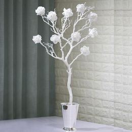 Decorative Flowers & Wreaths Artificial Rose Paste Diamonds White Coral Dried Tree Branch For Wedding Party Shopping Mall PropsDecorative