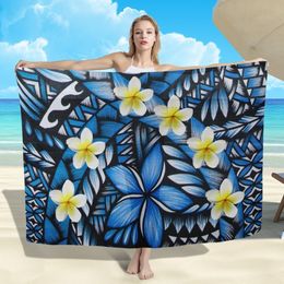 Sarongs Hawaii Floral Polynesian Tribal Printed Promotion Custom Super Fine Wool Soft Sarong Scarf Trendy Home Bath Towel 230408