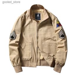 Men's Jackets 2023 Brad Pitt Fury WW2 Tanker Khaki Spring Military Cotton Bomber Jacket Lightweight Men's Cotton Tanker Jacket Q231109